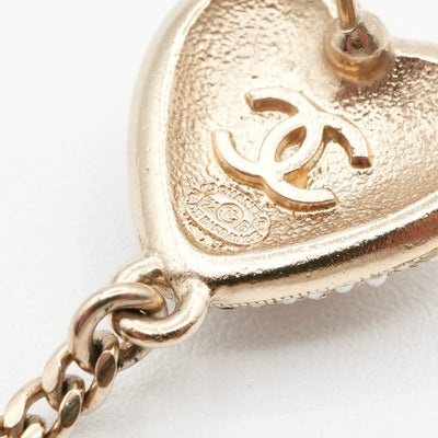 シャネル CHANEL ピアス イヤリング ゴールド チェーン ココマーク ラインストーン ハート