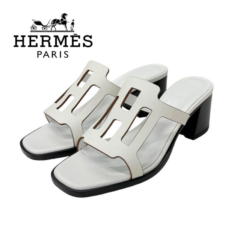 エルメス HERMES イジー サンダル 靴 シューズ レザー ホワイト ミュール