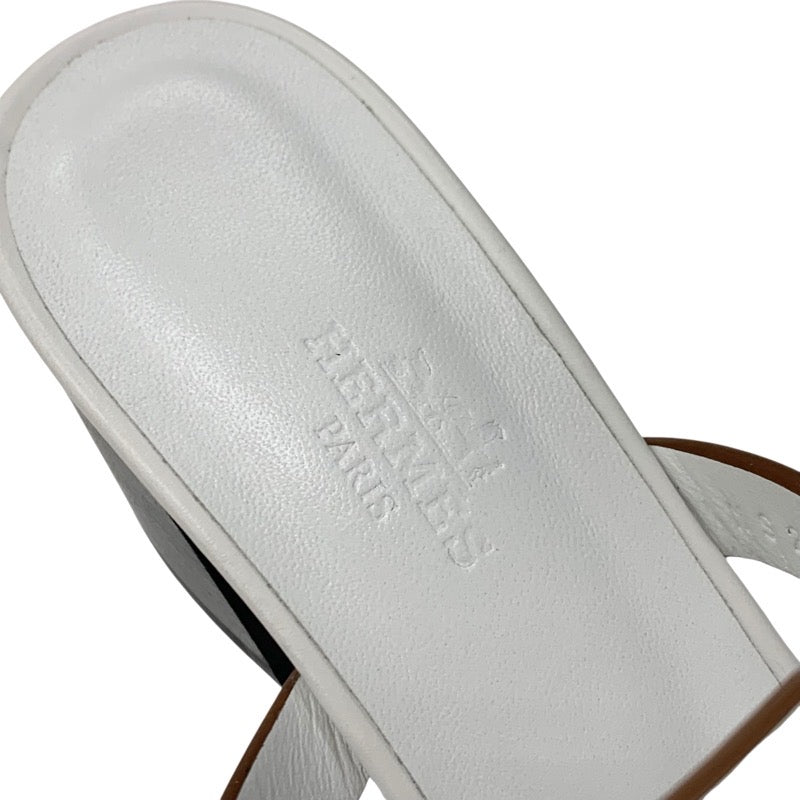エルメス HERMES イジー サンダル 靴 シューズ レザー ホワイト ミュール
