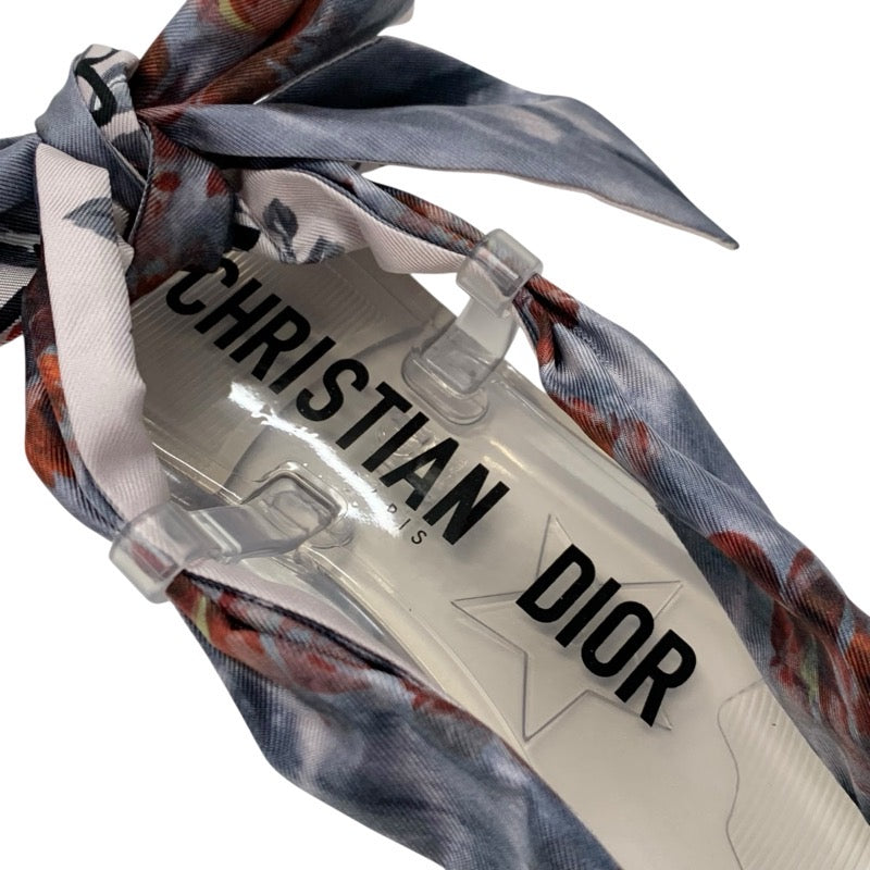 クリスチャンディオール CHRISTIAN DIOR サンダル 靴 シューズ ラバー ファブリック クリア マルチカラー 未使用 ロゴ フラワー リボン トング