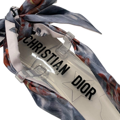 クリスチャンディオール CHRISTIAN DIOR サンダル 靴 シューズ ラバー ファブリック クリア マルチカラー 未使用 ロゴ フラワー リボン トング