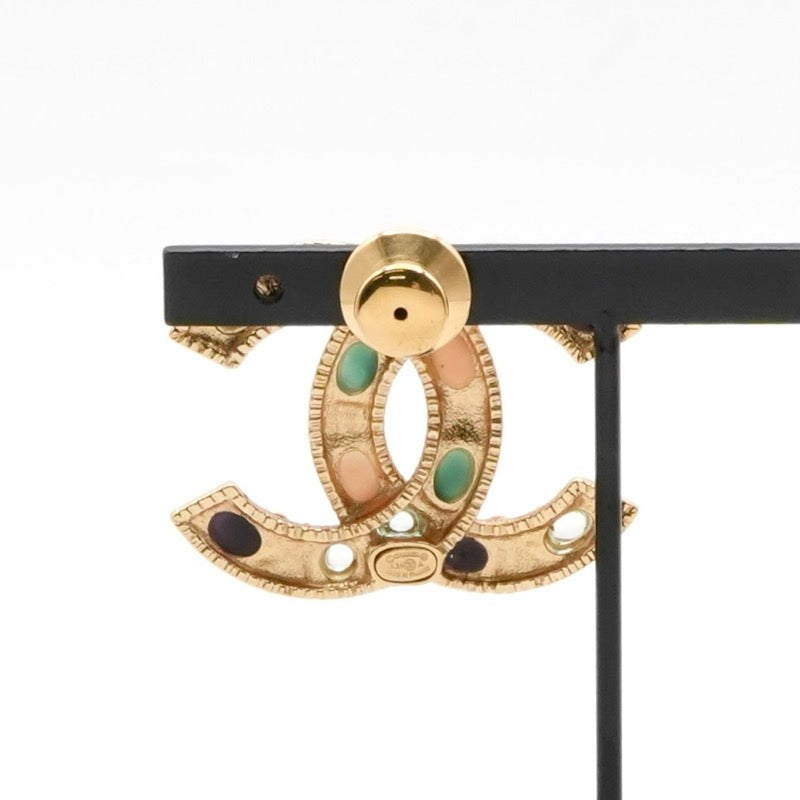シャネル CHANEL ブローチ コサージュ ゴールド マルチカラー ココマーク ピンブローチ