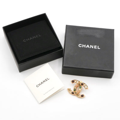 シャネル CHANEL ブローチ コサージュ ゴールド マルチカラー ココマーク ピンブローチ