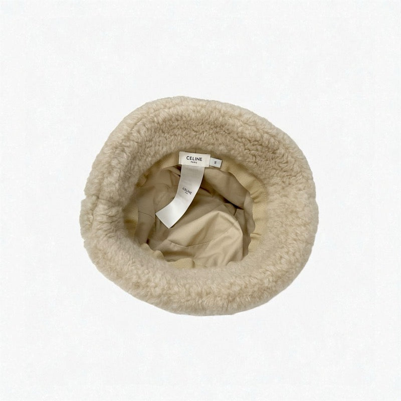 セリーヌ CELINE 帽子 カシミア ベージュ トリオンフ ロゴ バケットハット