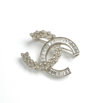 シャネル CHANEL ブローチ コサージュ シルバー ココマーク ラインストーン