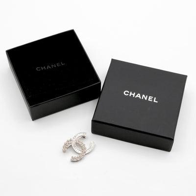 シャネル CHANEL ブローチ コサージュ シルバー ココマーク ラインストーン
