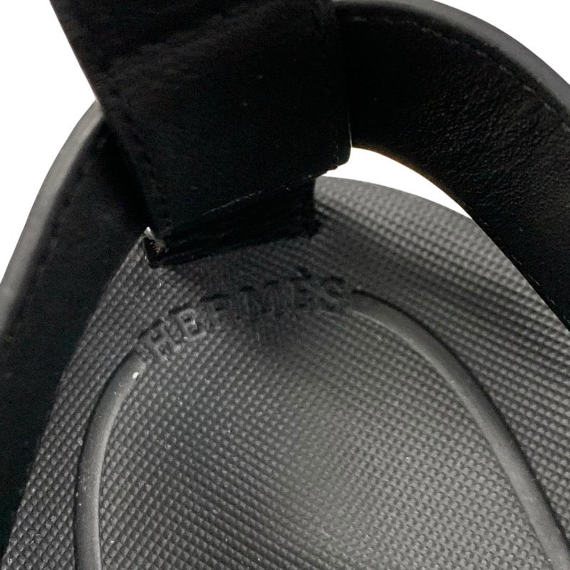 エルメス HERMES エニド サンダル 靴 シューズ レザー ブラック 黒 ベルクロ ストラップ スポーツサンダル
