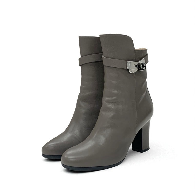 エルメス HERMES ジュウーズ ブーツ ショートブーツ 靴 シューズ レザー グレージュ シルバー ケリー金具