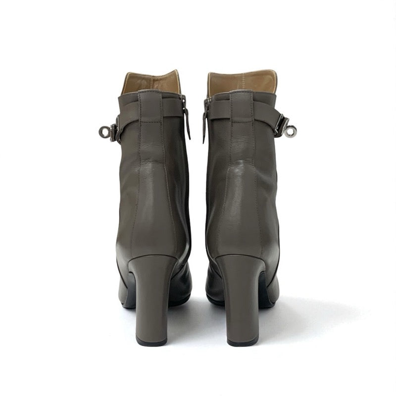 エルメス HERMES ジュウーズ ブーツ ショートブーツ 靴 シューズ レザー グレージュ シルバー ケリー金具