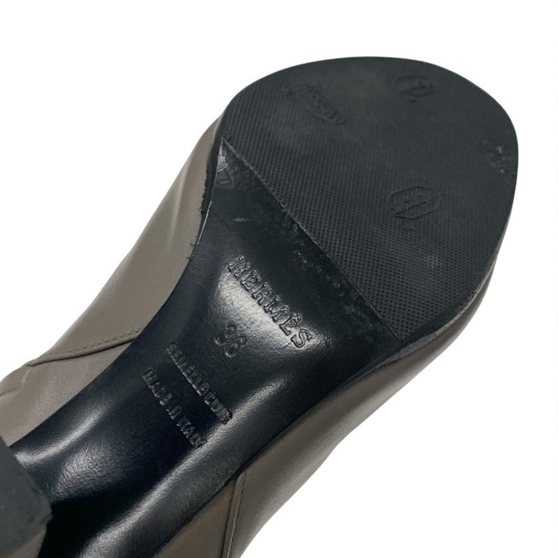 エルメス HERMES ジュウーズ ブーツ ショートブーツ 靴 シューズ レザー グレージュ シルバー ケリー金具