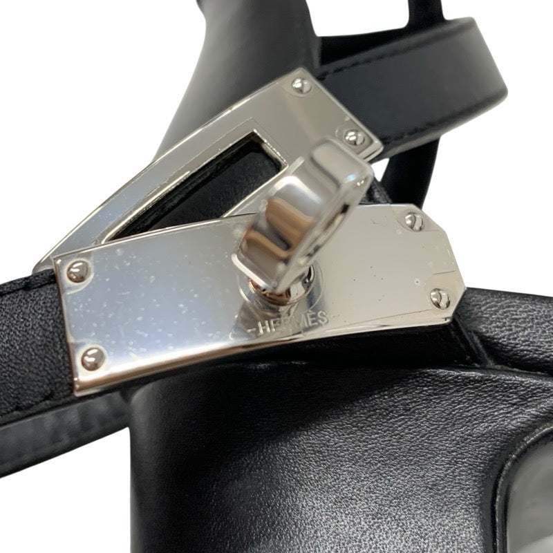 エルメス HERMES マネージュ サンダル 靴 シューズ レザー ブラック 黒 シルバー ケリー金具 ストラップ