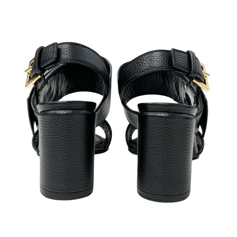 ルイヴィトン LOUIS VUITTON ホライズンライン サンダル 靴 シューズ レザー ブラック 黒 ゴールド LV金具 ストラップ