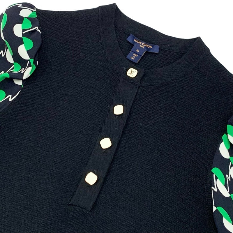 ルイヴィトン LOUIS VUITTON ワンピース ウール ブラック グリーン モノグラム ドレス ニット