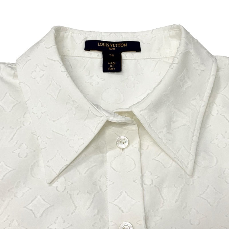 ルイヴィトン LOUIS VUITTON トップス コットン ホワイト モノグラムフィルクーぺシャツ ブラウス