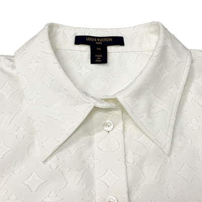 ルイヴィトン LOUIS VUITTON トップス コットン ホワイト モノグラムフィルクーぺシャツ ブラウス