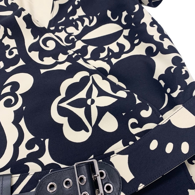 ルイヴィトン LOUIS VUITTON ワンピース ウール アイボリー ブラック モノグラムフラワー ベルト