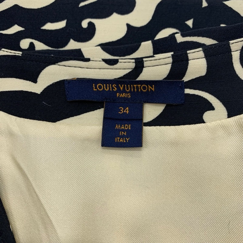 ルイヴィトン LOUIS VUITTON ワンピース ウール アイボリー ブラック モノグラムフラワー ベルト