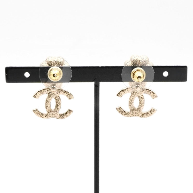 シャネル CHANEL ピアス イヤリング ゴールド ホワイト ココマーク フラワー ラインストーン