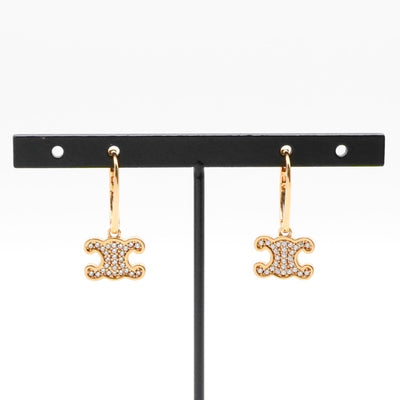 セリーヌ CELINE ピアス イヤリング ゴールド トリオンフ ラインストーン