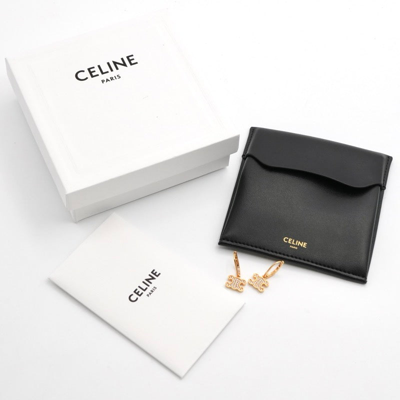 セリーヌ CELINE ピアス イヤリング ゴールド トリオンフ ラインストーン