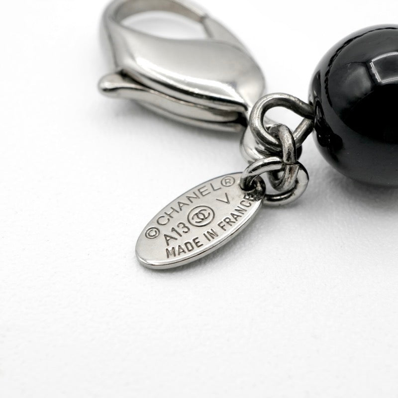 シャネル CHANEL ネックレス ペンダント チョーカー グレー ブラック ココマーク メタルパール ロングネックレス