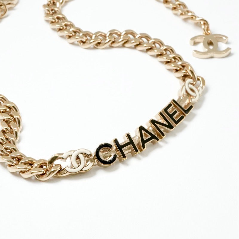 シャネル CHANEL ネックレス ペンダント チョーカー ゴールド ブラック ホワイト ココマーク ロゴ