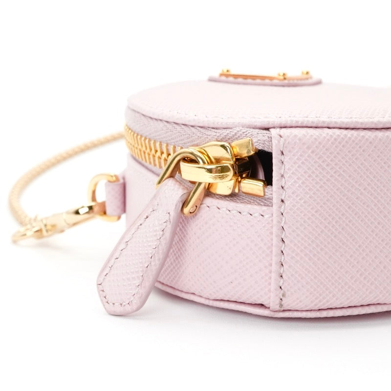 プラダ PRADA ポーチ ピンク ゴールド 未使用 トライアングルロゴ サフィアーノレザー ミニポーチ チャーム ケース