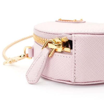 プラダ PRADA ポーチ ピンク ゴールド 未使用 トライアングルロゴ サフィアーノレザー ミニポーチ チャーム ケース