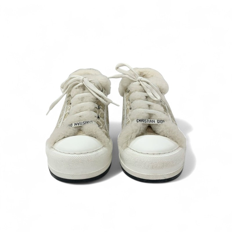 クリスチャンディオール CHRISTIAN DIOR WALK'N'DIOR スニーカー 靴 シューズ ファブリック ムートン ベージュ ホワイト ロゴ プラットフォーム