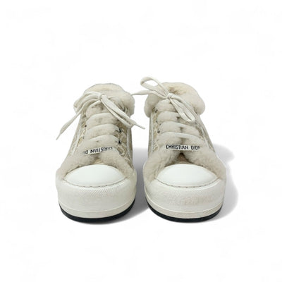 クリスチャンディオール CHRISTIAN DIOR WALK'N'DIOR スニーカー 靴 シューズ ファブリック ムートン ベージュ ホワイト ロゴ プラットフォーム