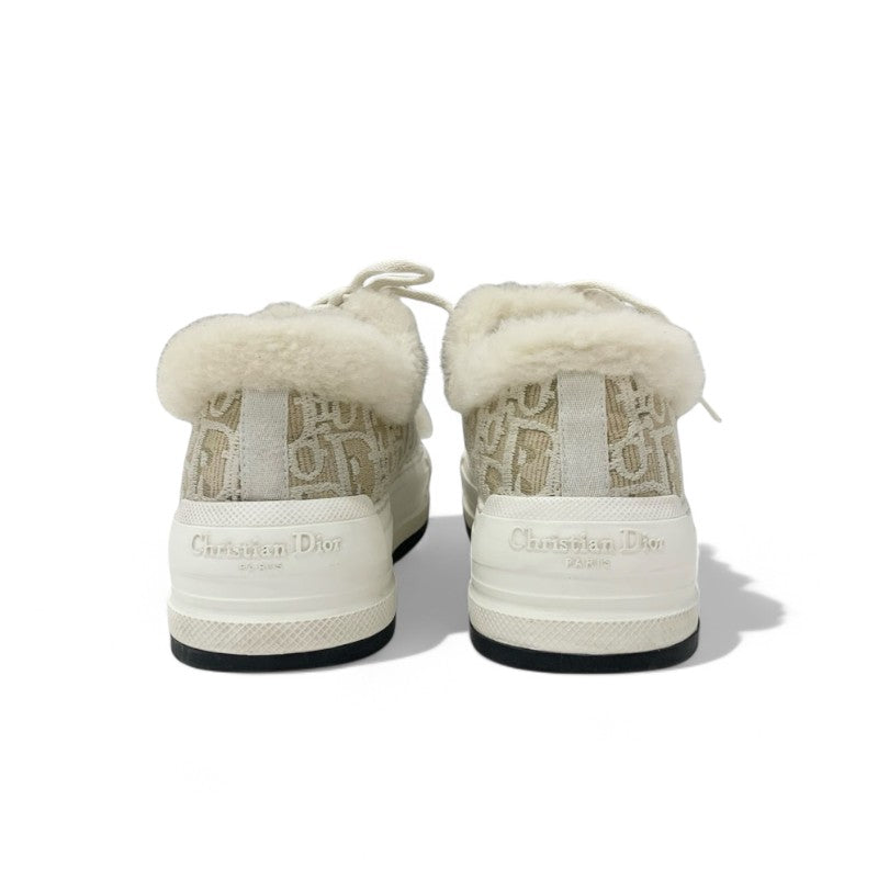 クリスチャンディオール CHRISTIAN DIOR WALK'N'DIOR スニーカー 靴 シューズ ファブリック ムートン ベージュ ホワイト ロゴ プラットフォーム