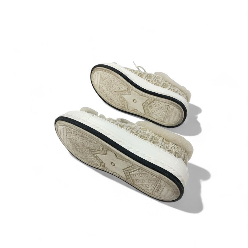 クリスチャンディオール CHRISTIAN DIOR WALK'N'DIOR スニーカー 靴 シューズ ファブリック ムートン ベージュ ホワイト ロゴ プラットフォーム