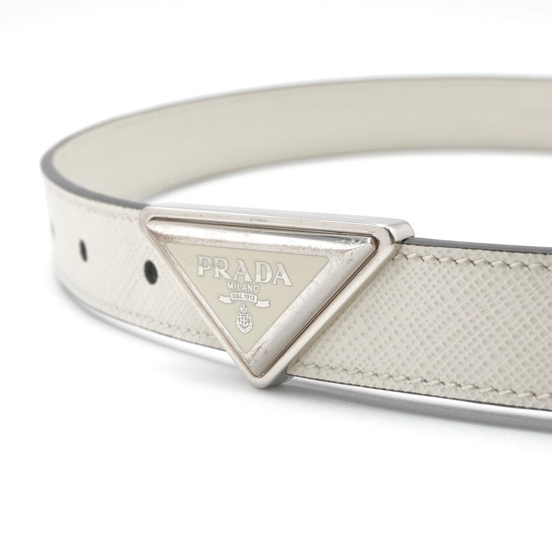 プラダ PRADA ベルト レザー ホワイト シルバー トライアングルロゴ サフィアーノ