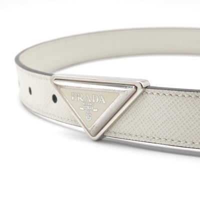 プラダ PRADA ベルト レザー ホワイト シルバー トライアングルロゴ サフィアーノ