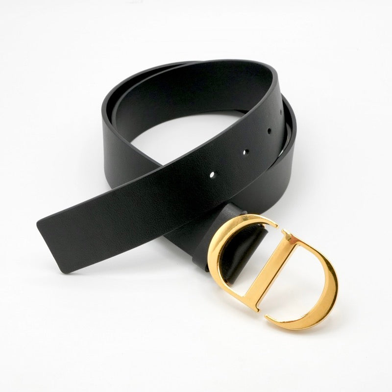 クリスチャンディオール CHRISTIAN DIOR ベルト レザー ブラック ゴールド CDロゴ Dior 30 MONTAIGNE
