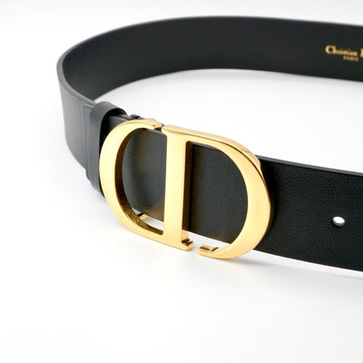 クリスチャンディオール CHRISTIAN DIOR ベルト レザー ブラック ゴールド CDロゴ Dior 30 MONTAIGNE