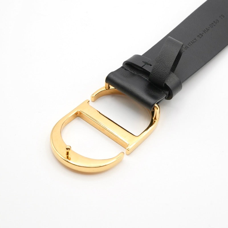 クリスチャンディオール CHRISTIAN DIOR ベルト レザー ブラック ゴールド CDロゴ Dior 30 MONTAIGNE