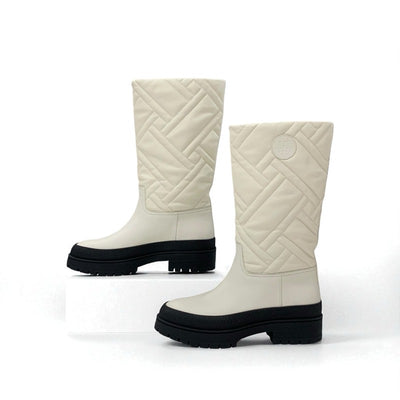 エルメス HERMES フジ ブーツ ロングブーツ 靴 シューズ レザー アイボリー エクスリブリス キルティング