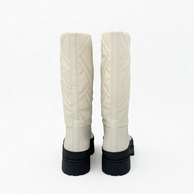エルメス HERMES フジ ブーツ ロングブーツ 靴 シューズ レザー アイボリー エクスリブリス キルティング