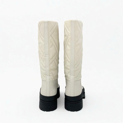 エルメス HERMES フジ ブーツ ロングブーツ 靴 シューズ レザー アイボリー エクスリブリス キルティング