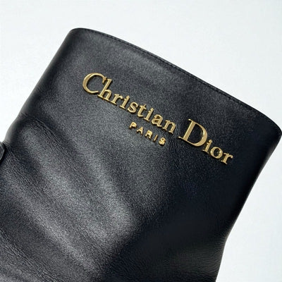 クリスチャンディオール CHRISTIAN DIOR D-Town ブーツ ショートブーツ 靴 シューズ レザー ブラック ゴールド ロゴ