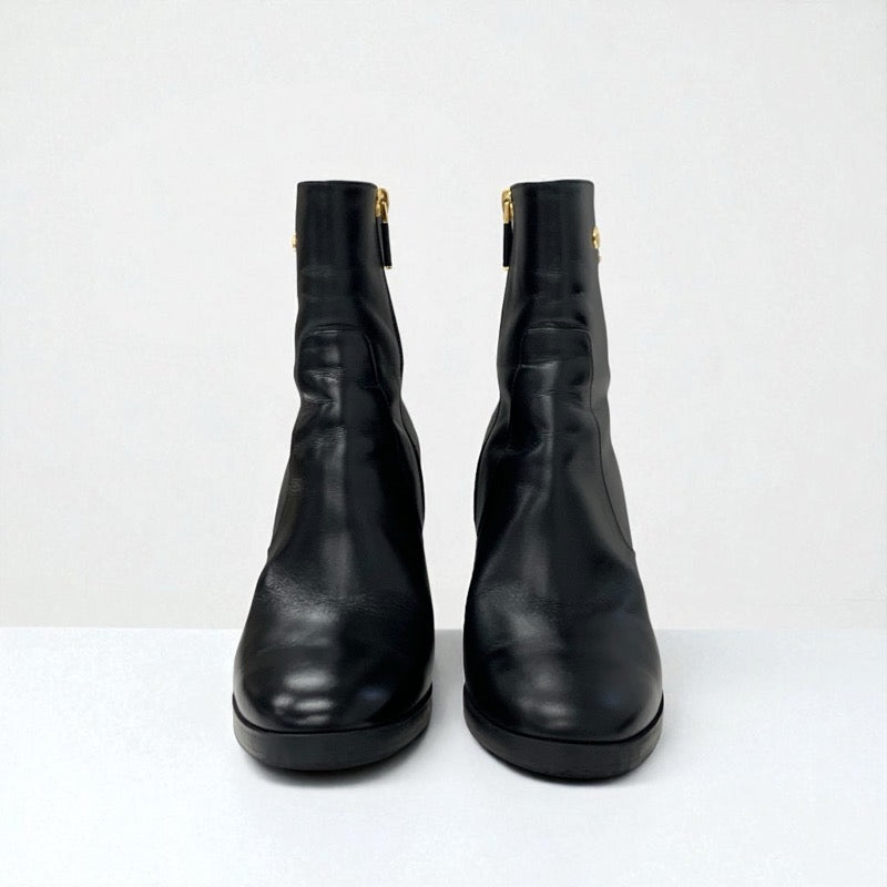 クリスチャンディオール CHRISTIAN DIOR D-Town ブーツ ショートブーツ 靴 シューズ レザー ブラック ゴールド ロゴ