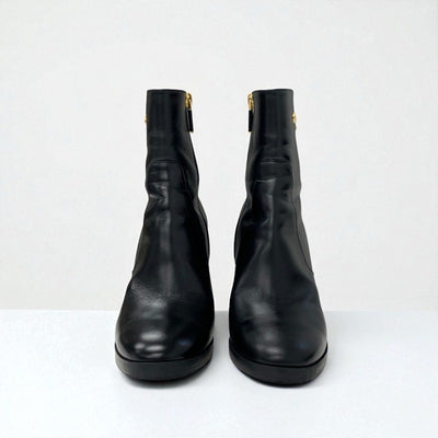 クリスチャンディオール CHRISTIAN DIOR D-Town ブーツ ショートブーツ 靴 シューズ レザー ブラック ゴールド ロゴ