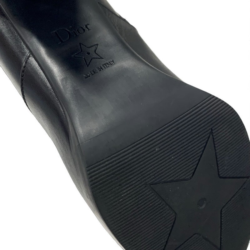 クリスチャンディオール CHRISTIAN DIOR D-Town ブーツ ショートブーツ 靴 シューズ レザー ブラック ゴールド ロゴ