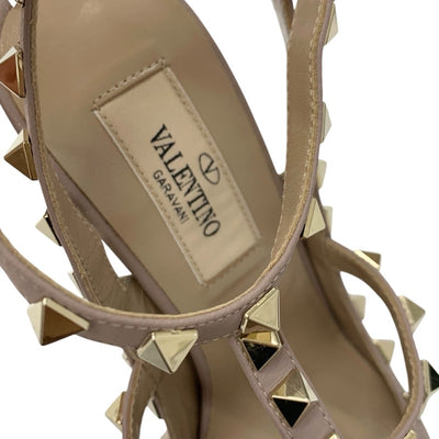ヴァレンティノ VALENTINO パンプス 靴 シューズ パテント レザー ライトブルー ピンクベージュ ゴールド ロックスタッズ ストラップ