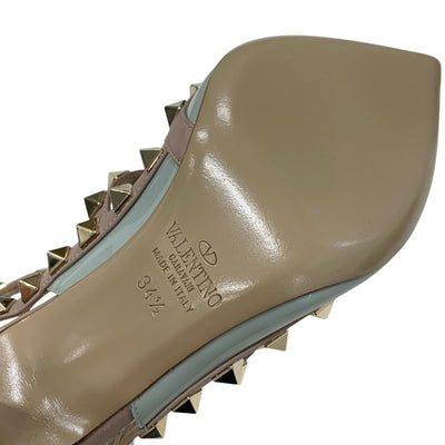 ヴァレンティノ VALENTINO パンプス 靴 シューズ パテント レザー ライトブルー ピンクベージュ ゴールド ロックスタッズ ストラップ