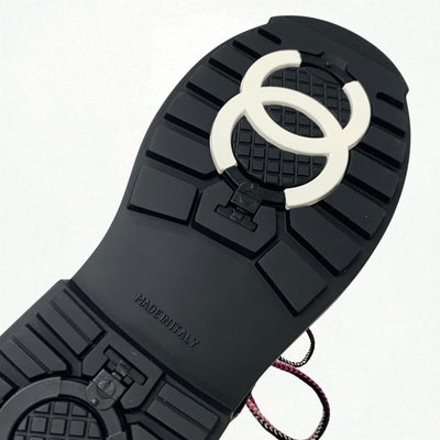 シャネル CHANEL ブーツ ショートブーツ 靴 シューズ レザー ムートン アイボリー ブラック 未使用 ココマーク スノーブーツ