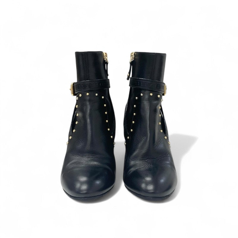 ルイヴィトン LOUIS VUITTON シルエットライン モノグラム ブーツ ショートブーツ 靴 シューズ レザー ブラック ブラウン アンクルブーツ LVロゴ ベルト スタッズ