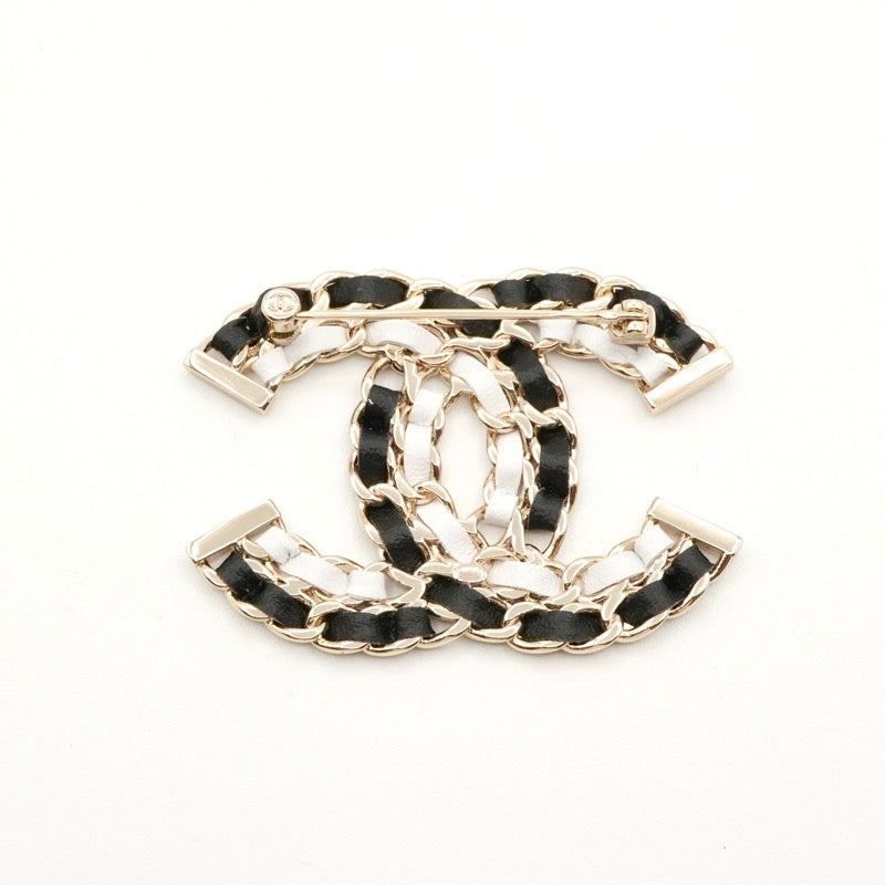 シャネル CHANEL ブローチ コサージュ ゴールド ブラック ホワイト ココマーク