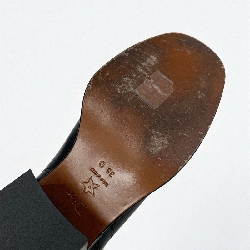 クリスチャンディオール CHRISTIAN DIOR DIOR EMPREINTE ブーツ ショートブーツ 靴 シューズ レザー ブラック 黒 ゴールド ベルト ロゴ